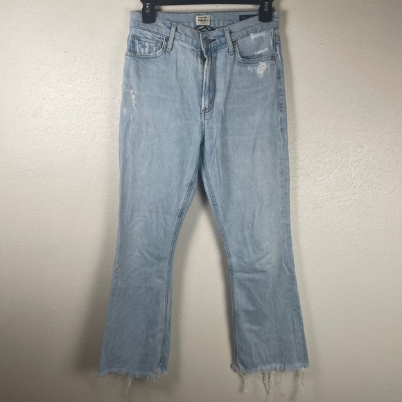 Citizens Of Humanity Denim - Citizens of Humanity Demy Cropped Flare Jeans Light Wash Distressed 25